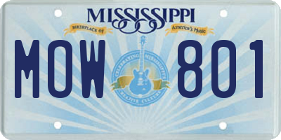 MS license plate MOW801