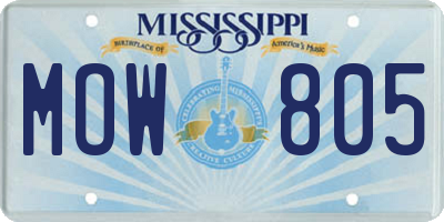 MS license plate MOW805