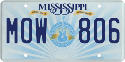 MS license plate MOW806
