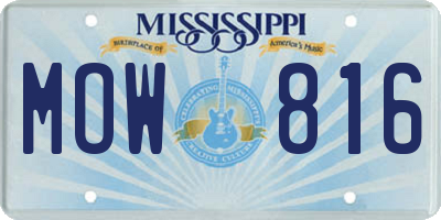 MS license plate MOW816