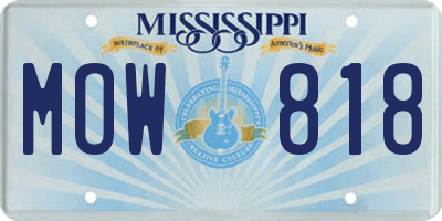 MS license plate MOW818