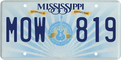 MS license plate MOW819
