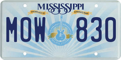 MS license plate MOW830
