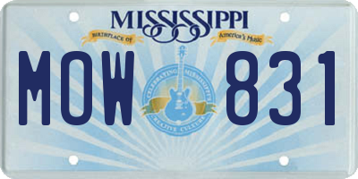 MS license plate MOW831