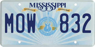 MS license plate MOW832