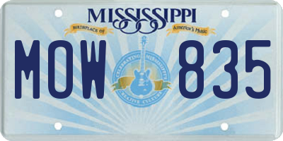 MS license plate MOW835