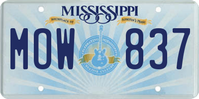 MS license plate MOW837