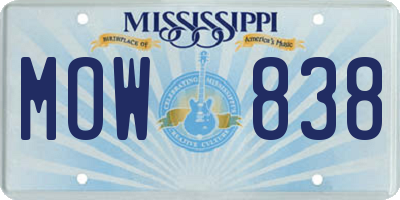 MS license plate MOW838