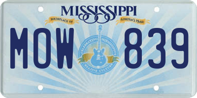 MS license plate MOW839