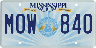 MS license plate MOW840