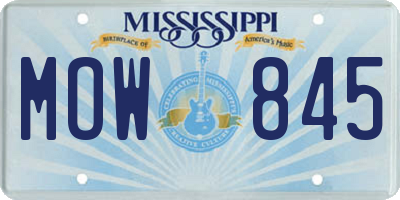 MS license plate MOW845