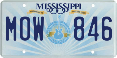 MS license plate MOW846