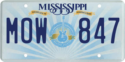 MS license plate MOW847