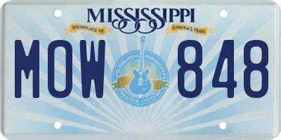 MS license plate MOW848