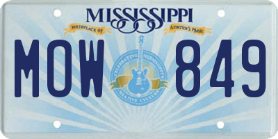 MS license plate MOW849
