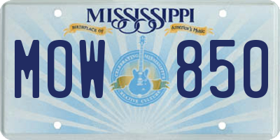 MS license plate MOW850
