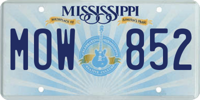 MS license plate MOW852