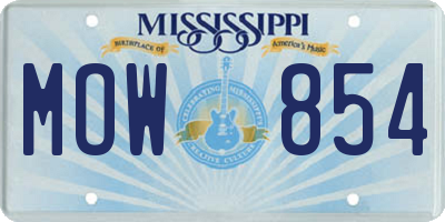 MS license plate MOW854