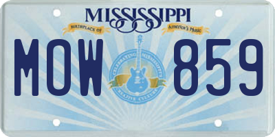 MS license plate MOW859