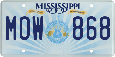 MS license plate MOW868