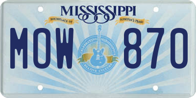 MS license plate MOW870
