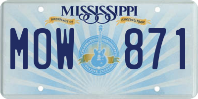 MS license plate MOW871