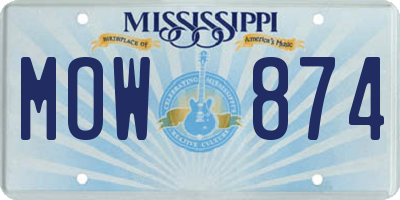 MS license plate MOW874