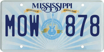 MS license plate MOW878