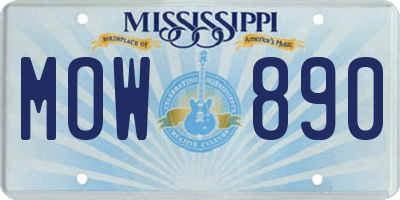 MS license plate MOW890