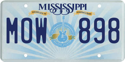 MS license plate MOW898