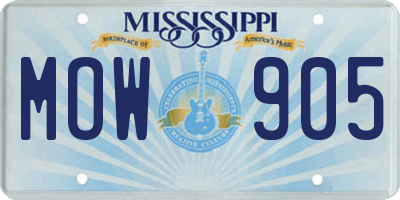 MS license plate MOW905