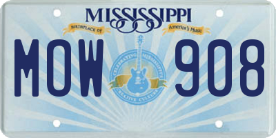 MS license plate MOW908