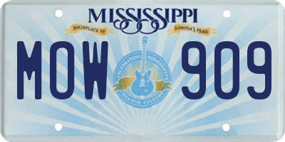 MS license plate MOW909
