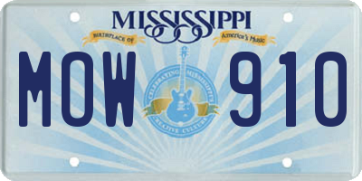 MS license plate MOW910