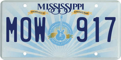 MS license plate MOW917