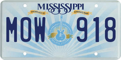 MS license plate MOW918