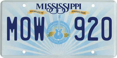 MS license plate MOW920