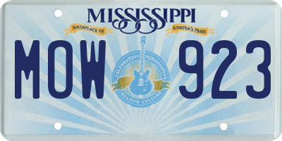 MS license plate MOW923