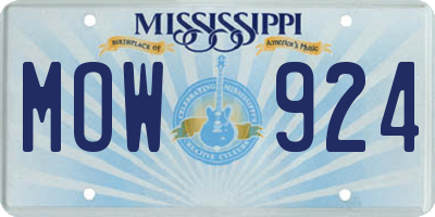 MS license plate MOW924