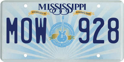MS license plate MOW928