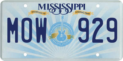 MS license plate MOW929