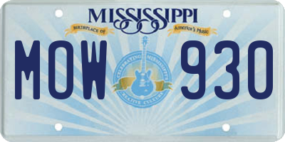 MS license plate MOW930
