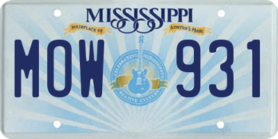 MS license plate MOW931