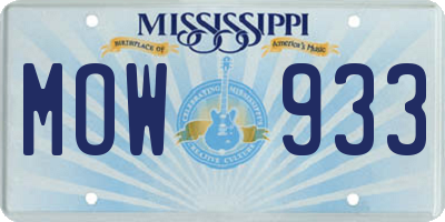 MS license plate MOW933