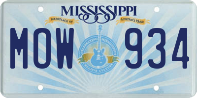 MS license plate MOW934