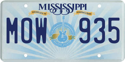 MS license plate MOW935