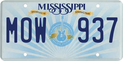 MS license plate MOW937
