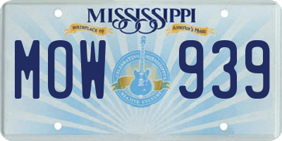 MS license plate MOW939
