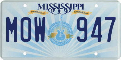 MS license plate MOW947