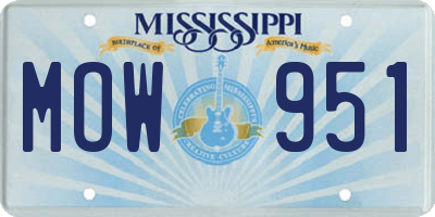 MS license plate MOW951